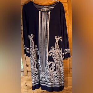 roz&ali Navy and White Paisley Patterned Dress Size 12